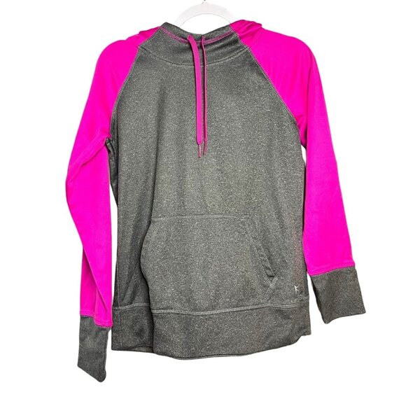 Danskin Now Women's  Gray & Pink Hooded Sweatshirt With Kangaroo Pocket - Picture 1 of 3
